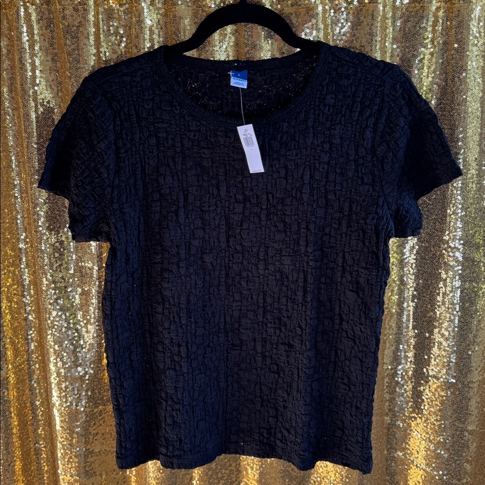 Old Navy Black Textured Blouse